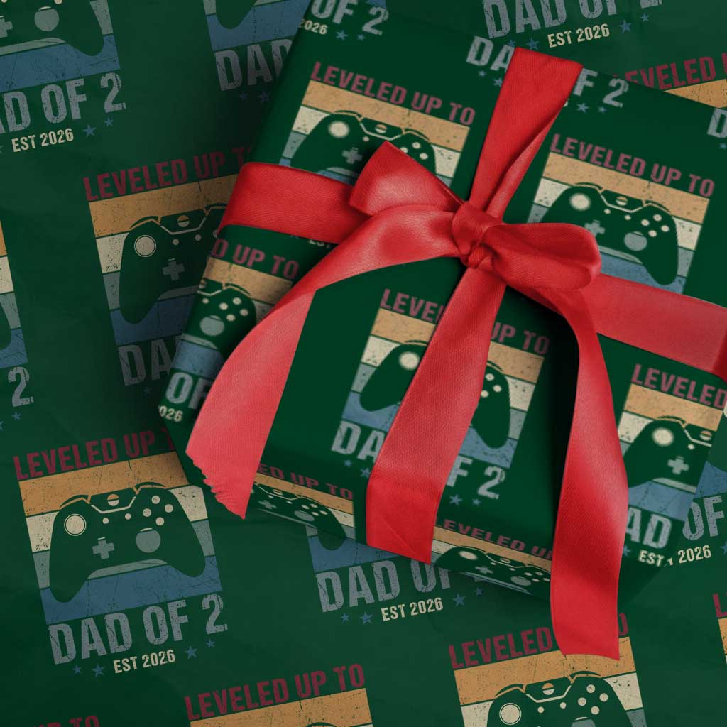 Dad Level Unlocked Wrapping Paper Roll Funny New Dad Gaming Father's Day Gift