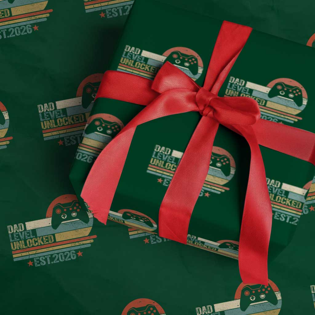 Dad Level Unlocked Wrapping Paper Roll Funny New Dad Gaming Gamer 2026