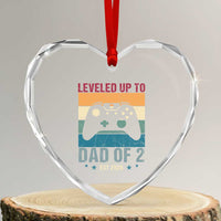 Dad Level Unlocked Heart Crystal Glass Ornament Funny New Dad Gaming Father's Day Gift