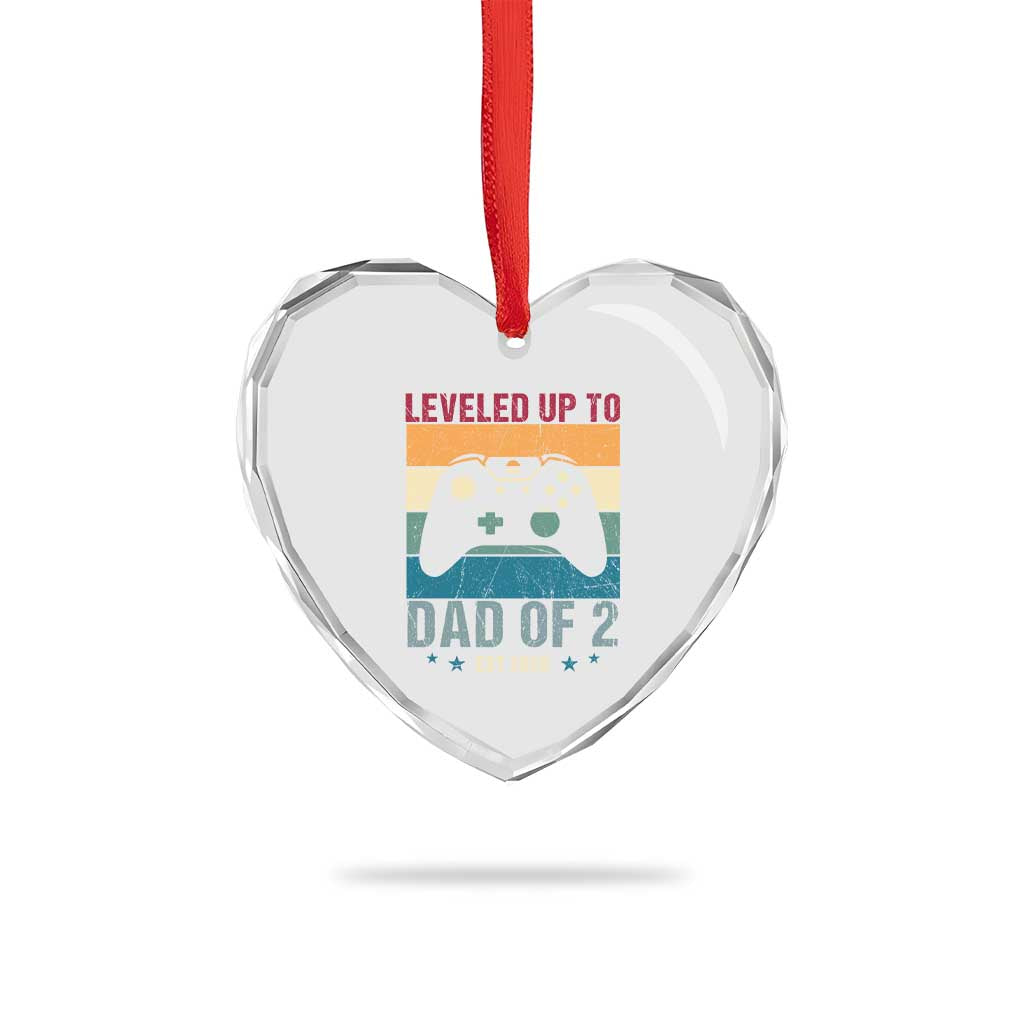 Dad Level Unlocked Heart Crystal Glass Ornament Funny New Dad Gaming Father's Day Gift