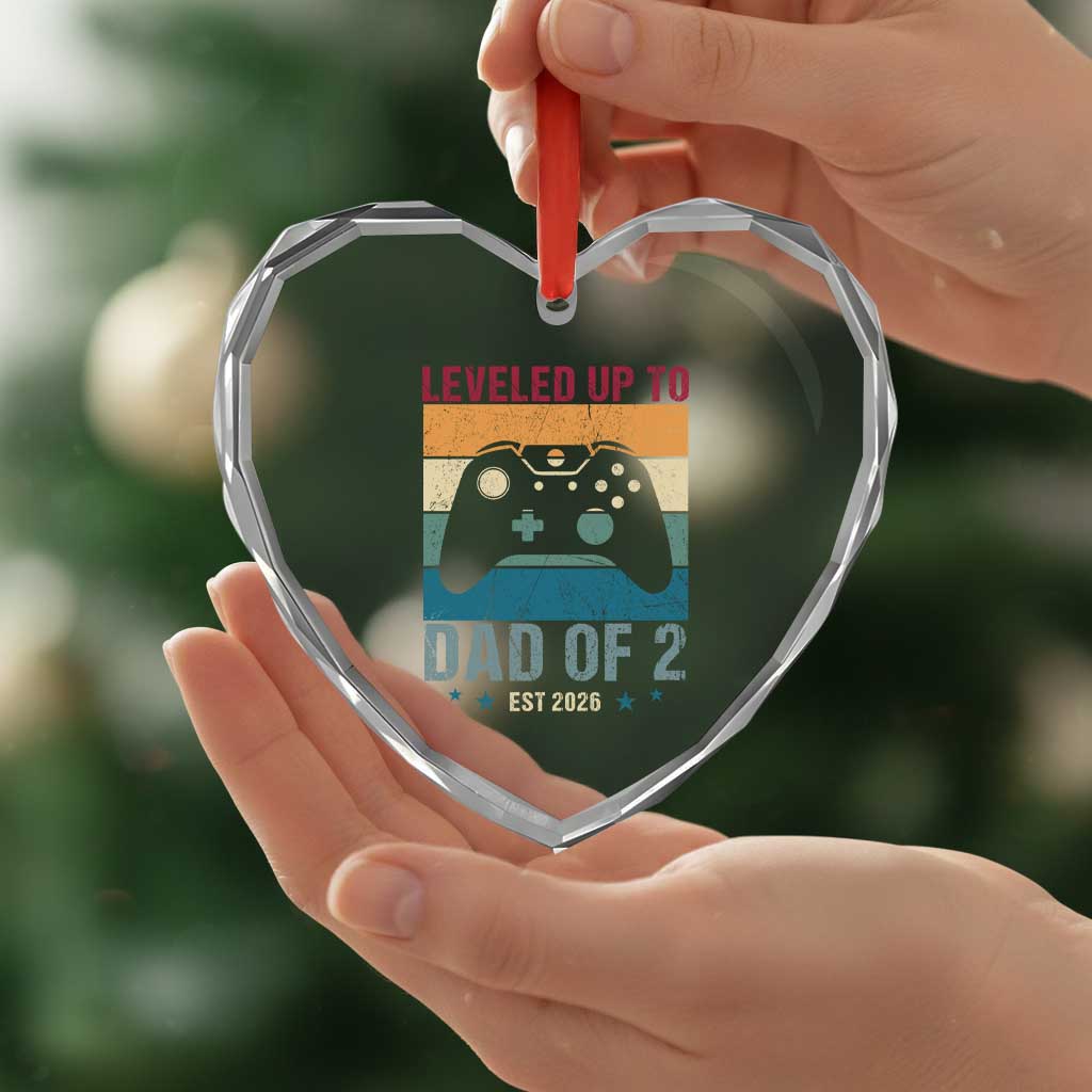 Dad Level Unlocked Heart Crystal Glass Ornament Funny New Dad Gaming Father's Day Gift
