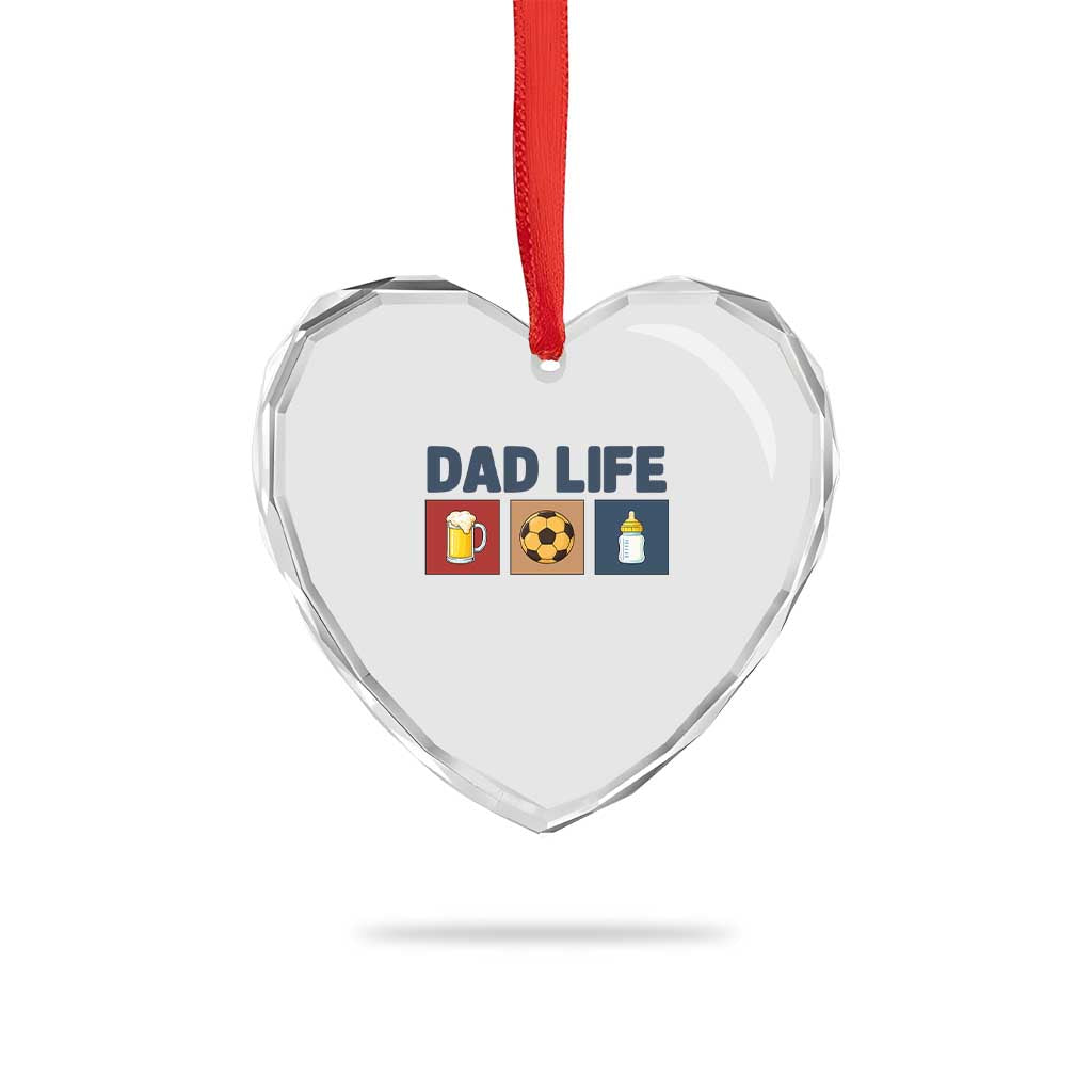 Dad Life Soccer Beer Baby Bottle Heart Crystal Glass Ornament Fathers Day Gift