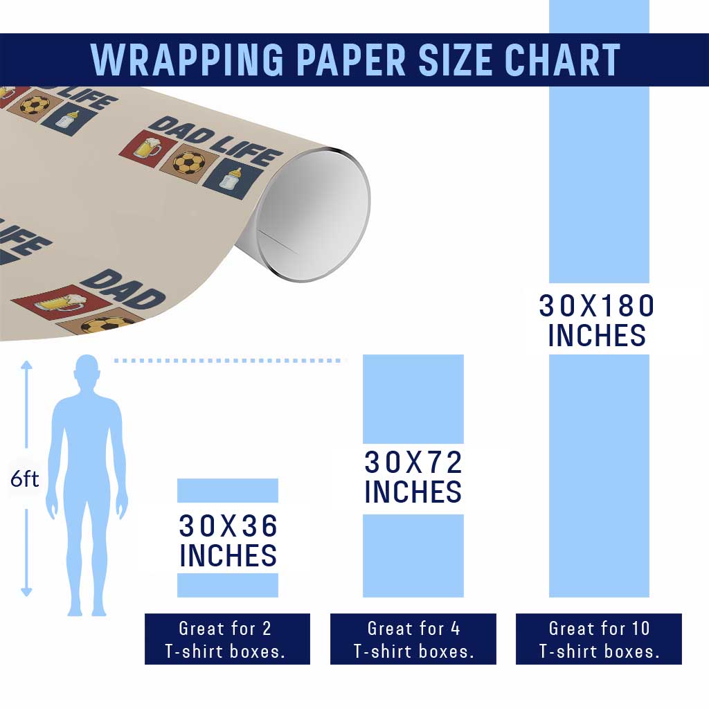 Dad Life Soccer Beer Baby Bottle Wrapping Paper Roll Fathers Day Gift