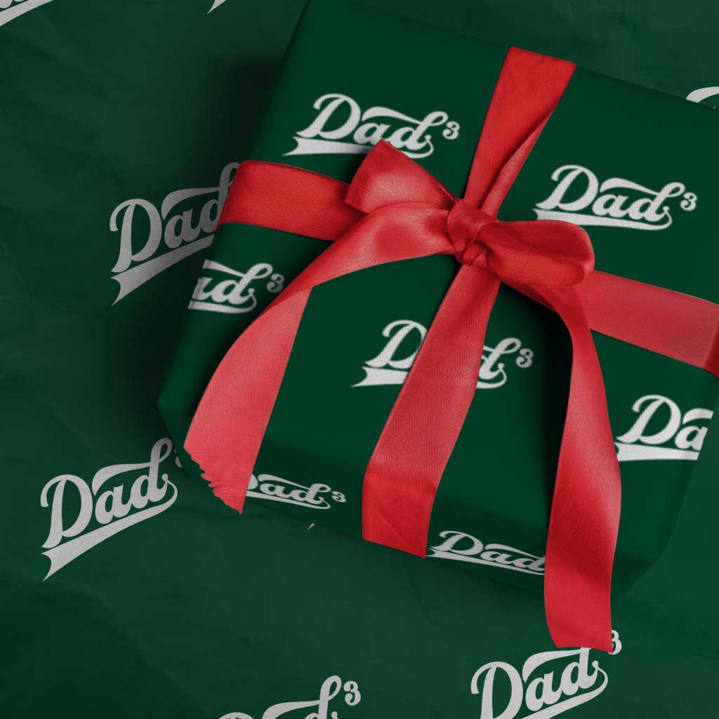 Dad Of Three Wrapping Paper Roll Funny Daddy 3 Promoted for The Second Time