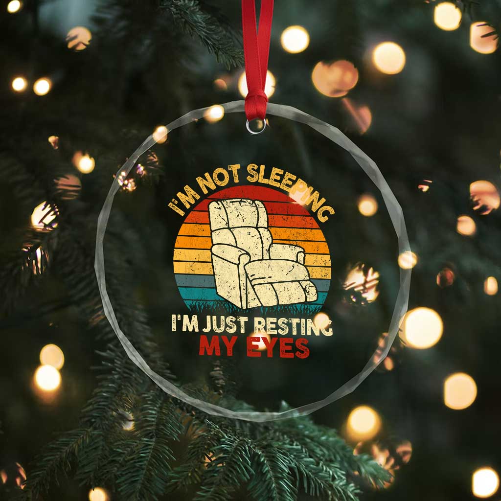 Dad Papa Grandpa Jokes Crystal Glass Ornament I'm Not Sleeping I'm Just Resting My Eyes TS10