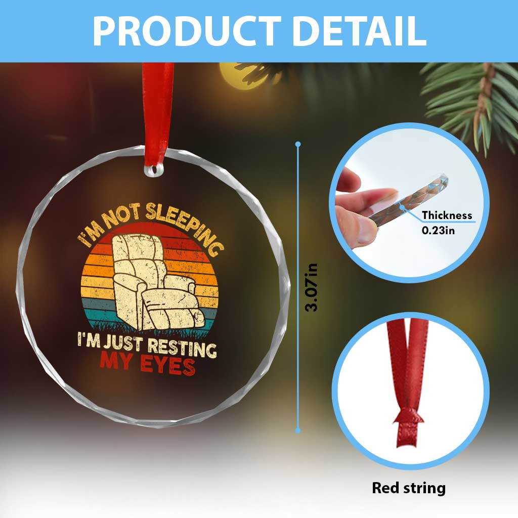 Dad Papa Grandpa Jokes Crystal Glass Ornament I'm Not Sleeping I'm Just Resting My Eyes TS10
