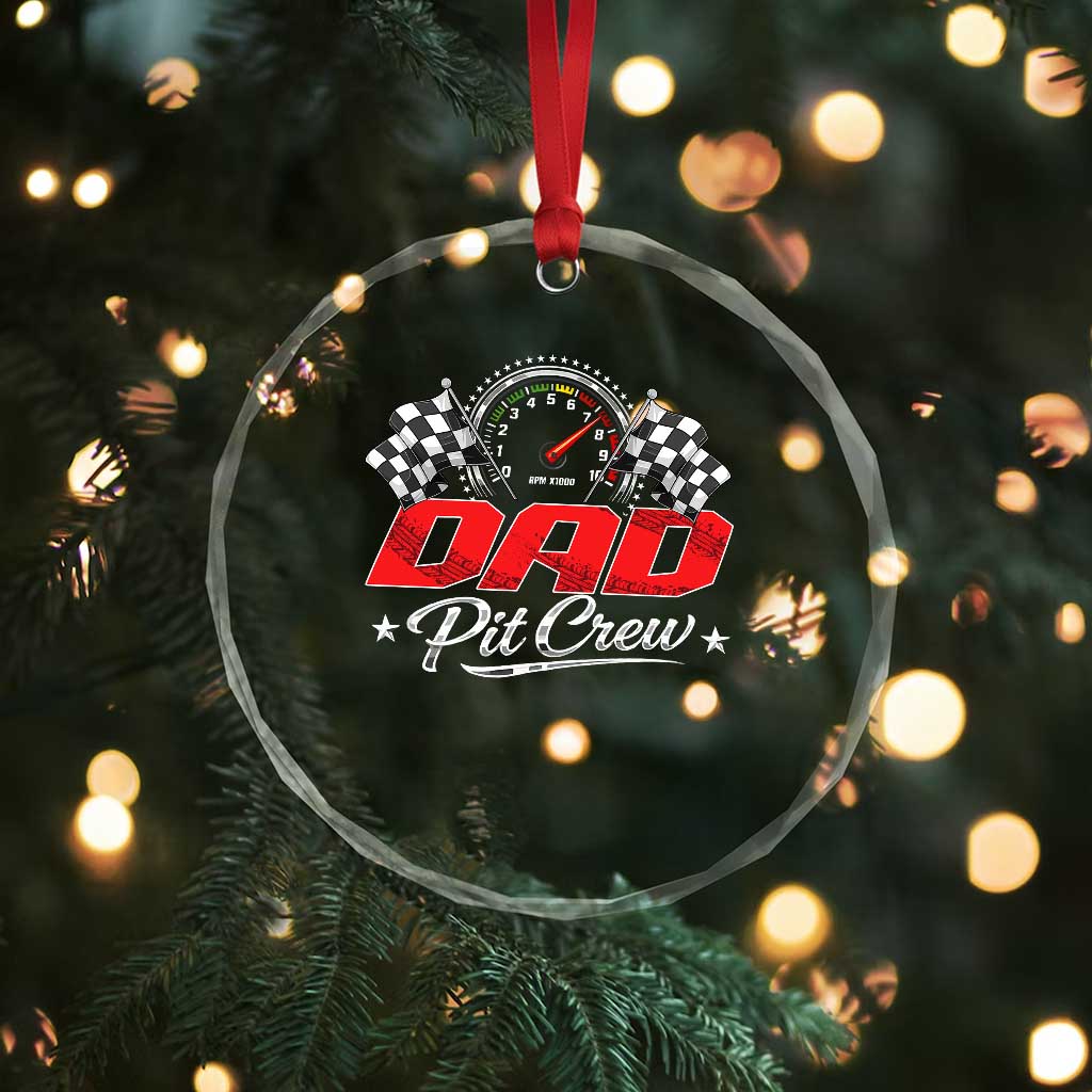 Dad Pit Crew Crystal Glass Ornament Racing Family Matching Father's Day