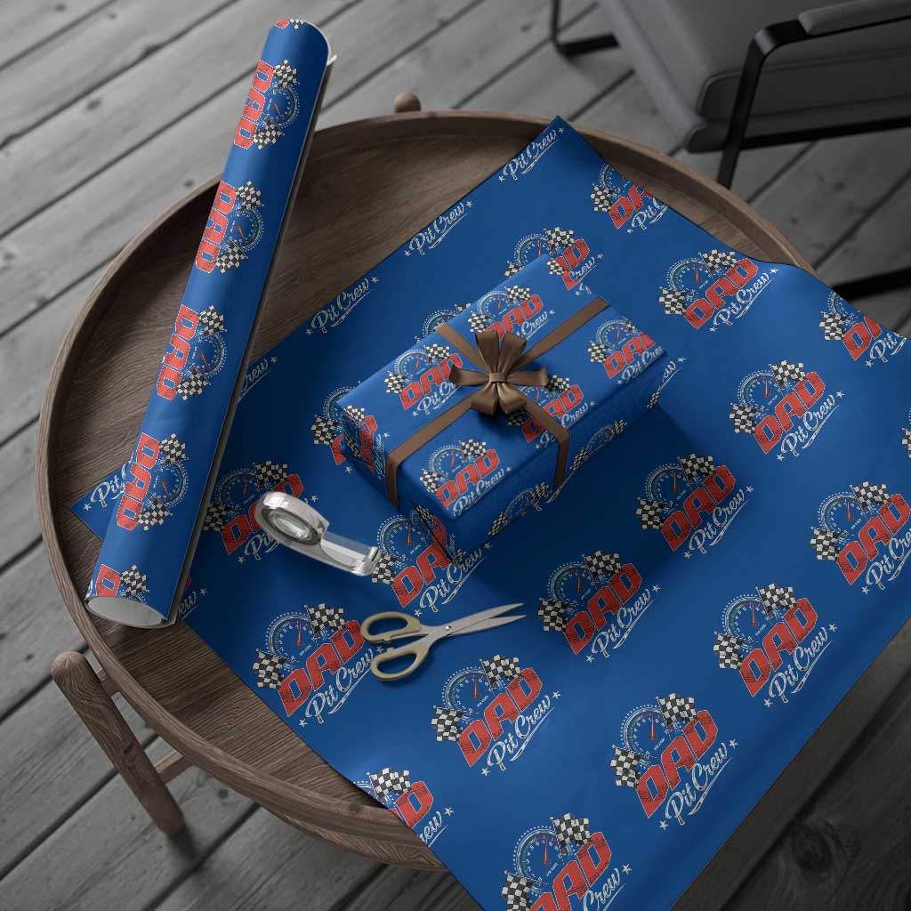 Dad Pit Crew Wrapping Paper Roll Racing Family Matching Father's Day