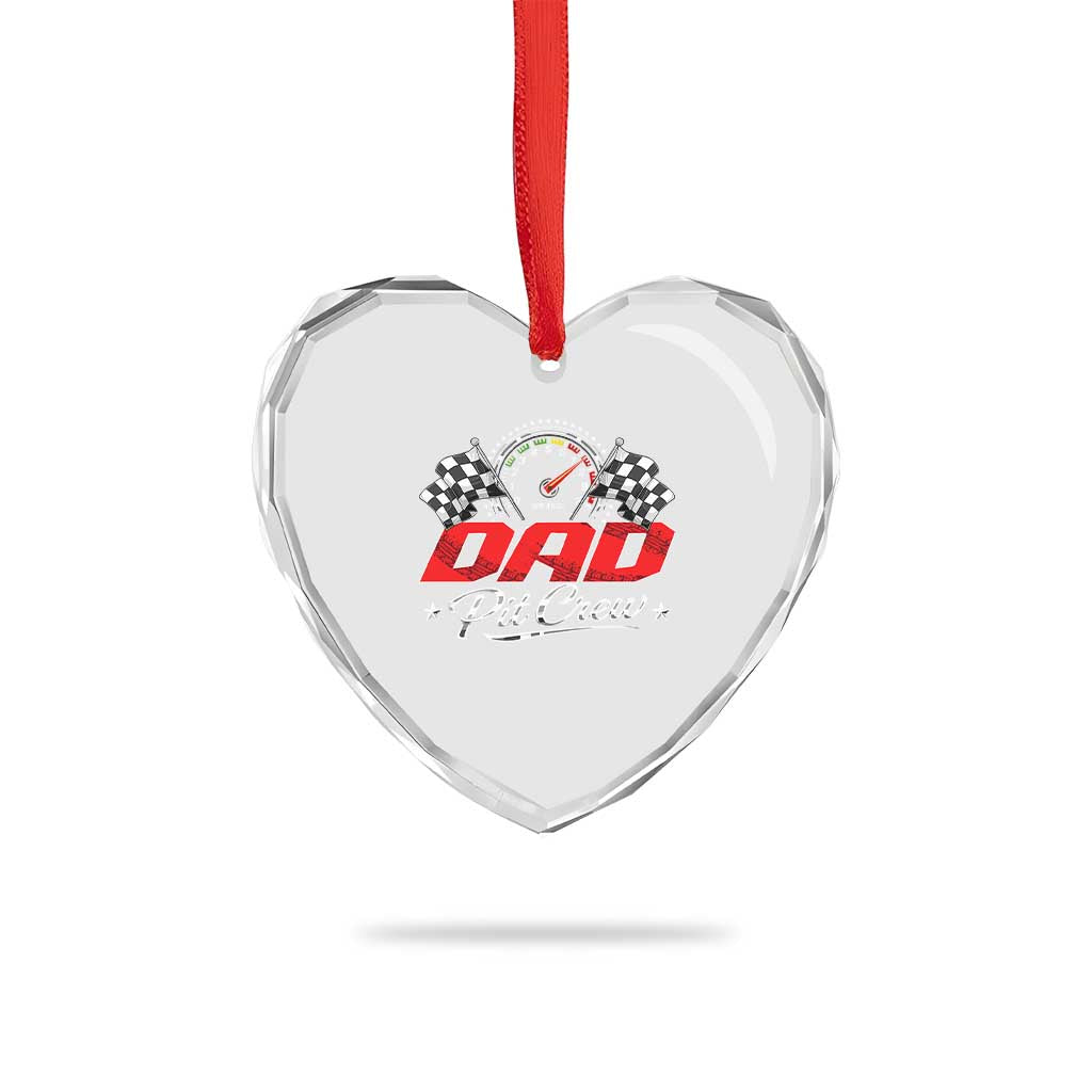 Dad Pit Crew Heart Crystal Glass Ornament Racing Family Matching Father's Day