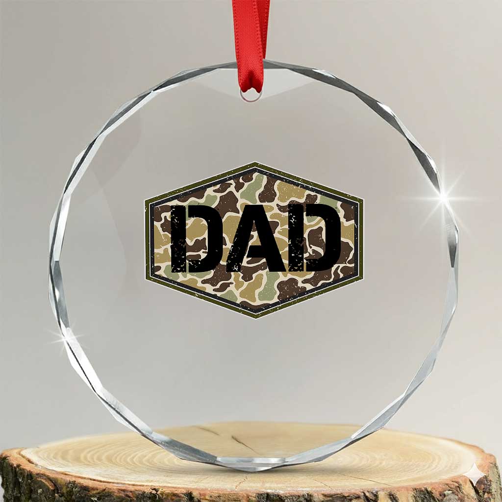 Dad Retro Old Camo Hunting Daddy Fathers Day Crystal Glass Ornament Dad Retro Old Camo Hunting Daddy Fathers Day