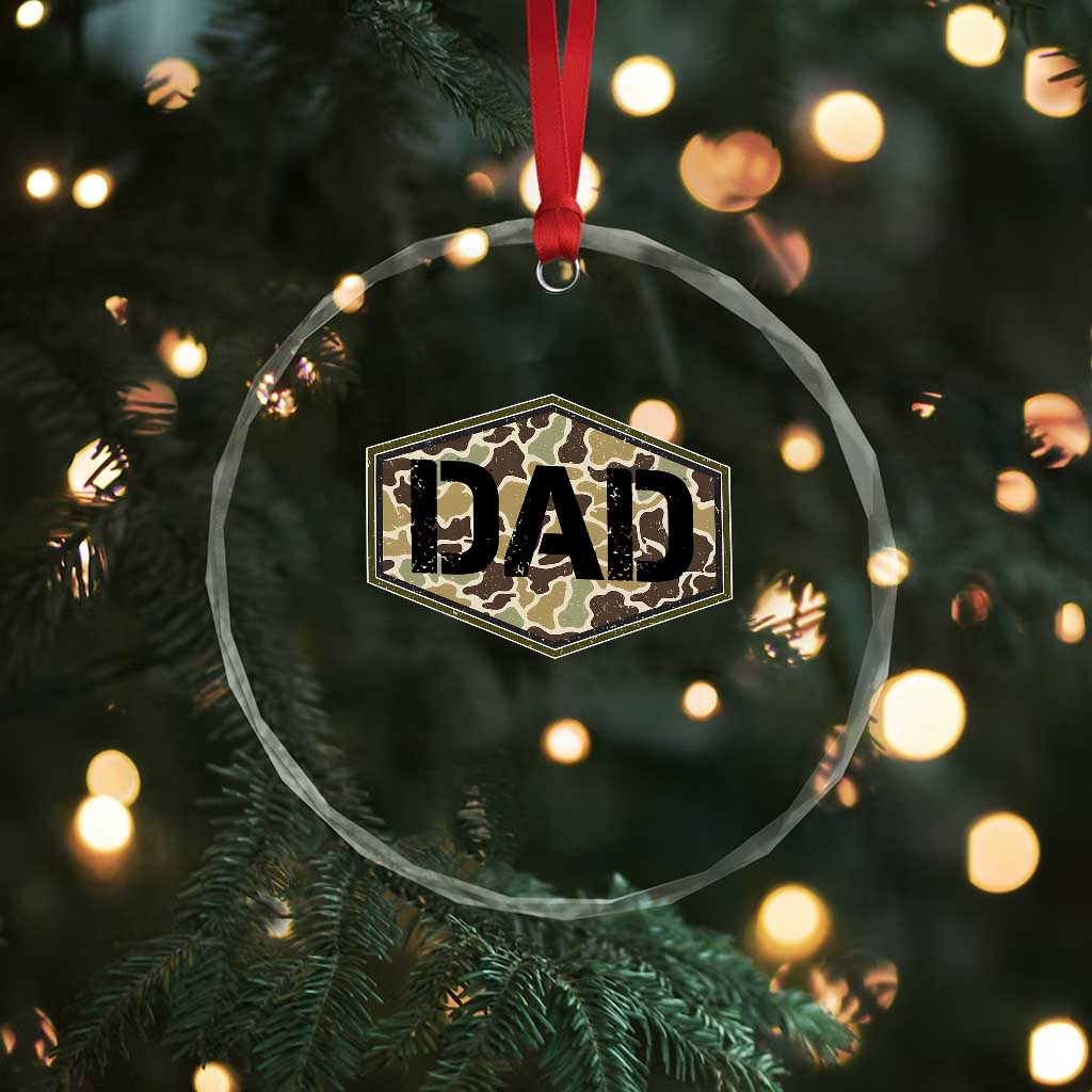 Dad Retro Old Camo Hunting Daddy Fathers Day Crystal Glass Ornament Dad Retro Old Camo Hunting Daddy Fathers Day