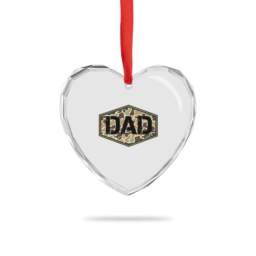 Dad Retro Old Camo Hunting Daddy Fathers Day Heart Crystal Glass Ornament Dad Retro Old Camo Hunting Daddy Fathers Day