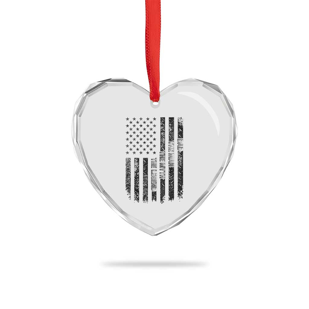 Dad The Man The Myth The Legend Heart Crystal Glass Ornament Proud American Welder Gift