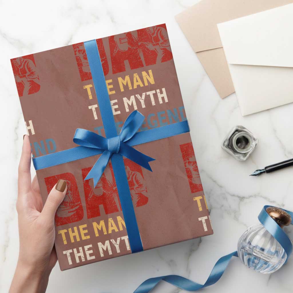 Dad The Man The Myth The Legend Wrapping Paper Roll Funny Welder Welding - Wonder Print Shop