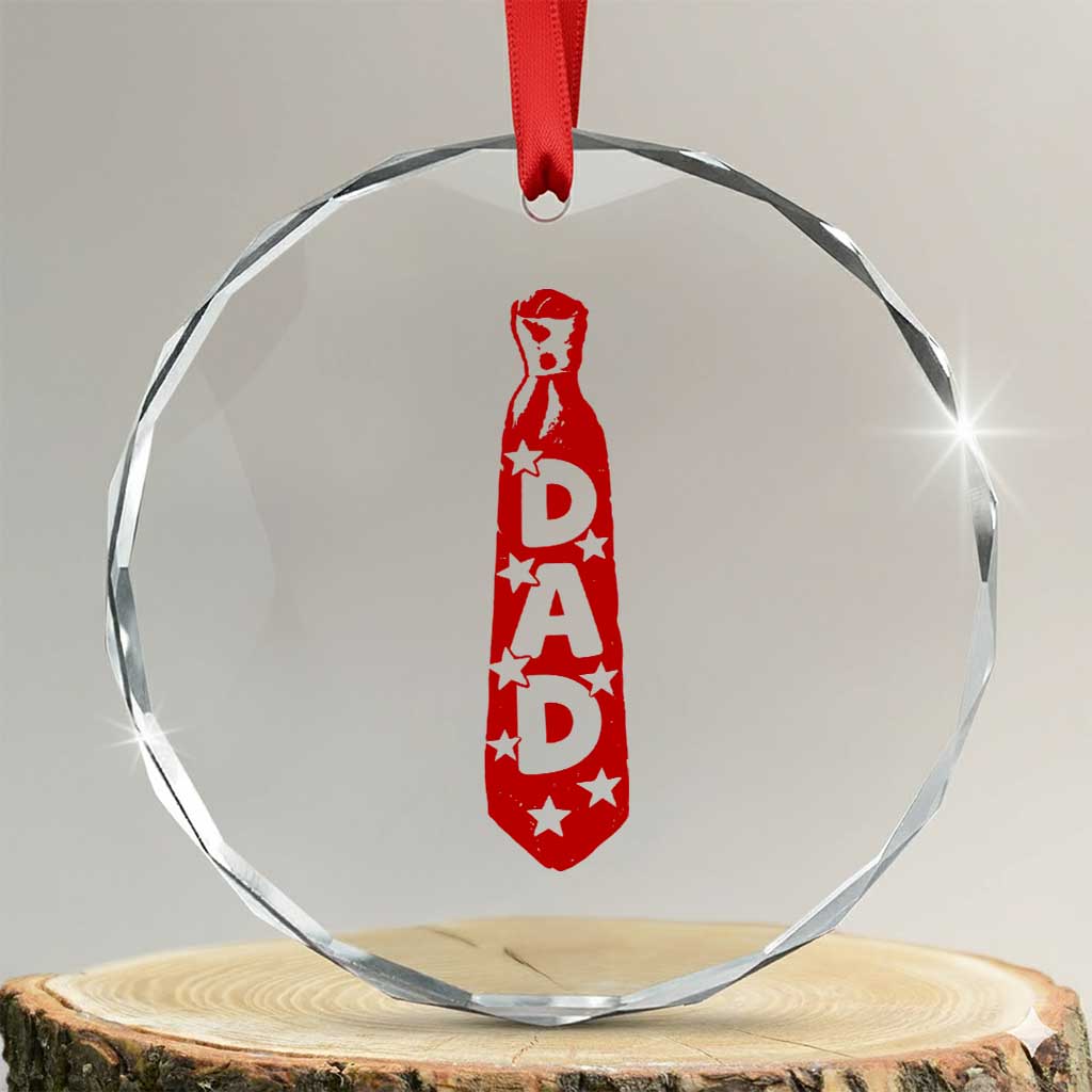 Dad Tie Star Music Lover Fathers Day Crystal Glass Ornament