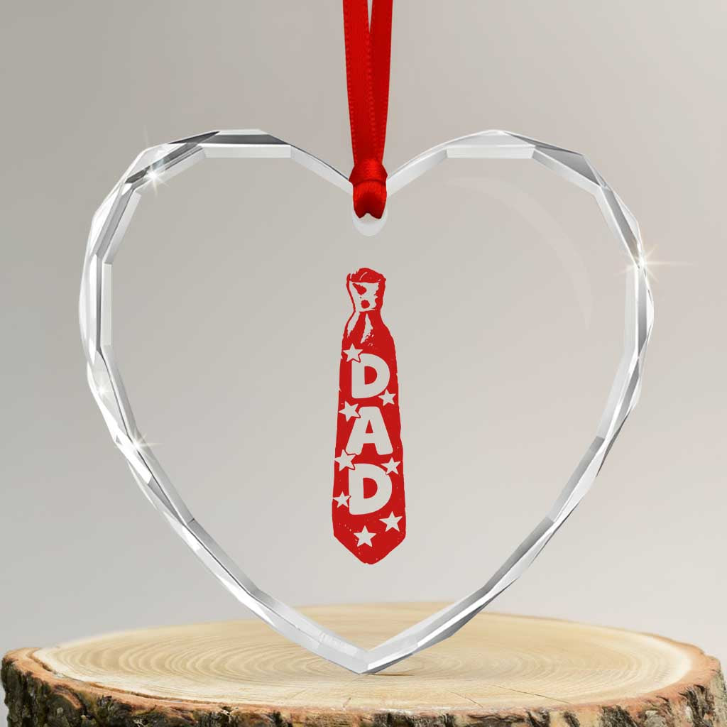 Dad Tie Star Music Lover Fathers Day Heart Crystal Glass Ornament