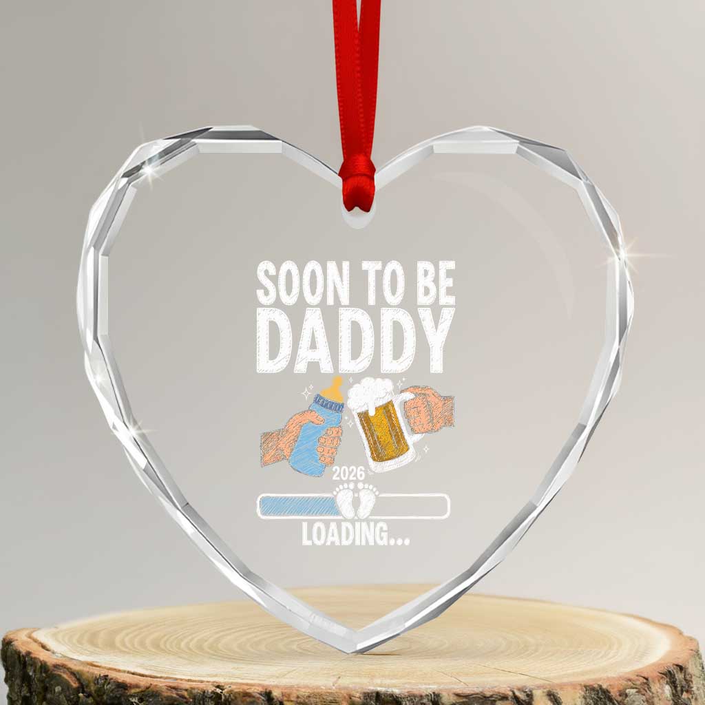 Dad to Be 2026 Heart Crystal Glass Ornament Promoted To Daddy Beer Lover New Baby Gift