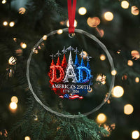 Dad USA 250th Anniversary Crystal Glass Ornament Jet Fighter American Flag Father's Day 4th of July