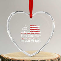 Dad USA 250th Anniversary Heart Crystal Glass Ornament Best Father Ever In 250 Years Vintage American Flag