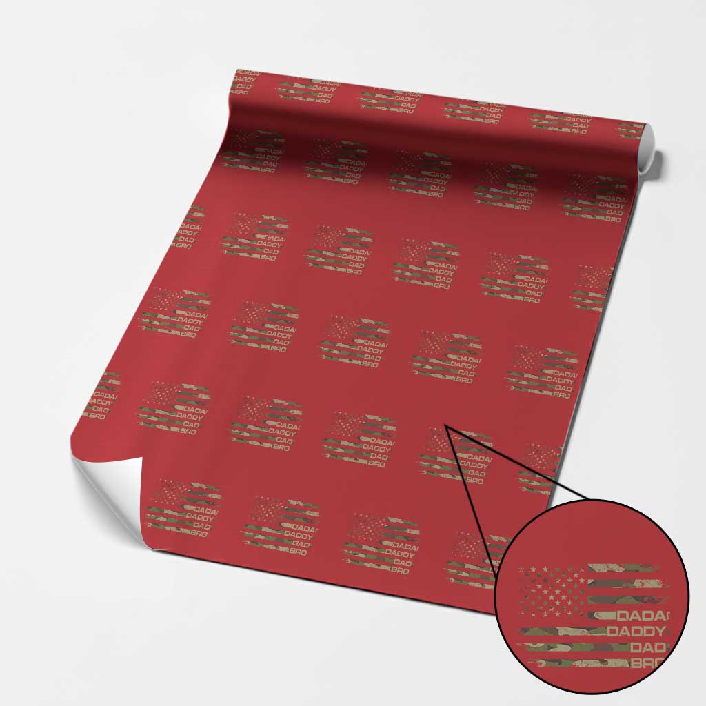Dada Daddy Dad Bro Camo American Flag Wrapping Paper Roll Patriotic Fathers Day Gift