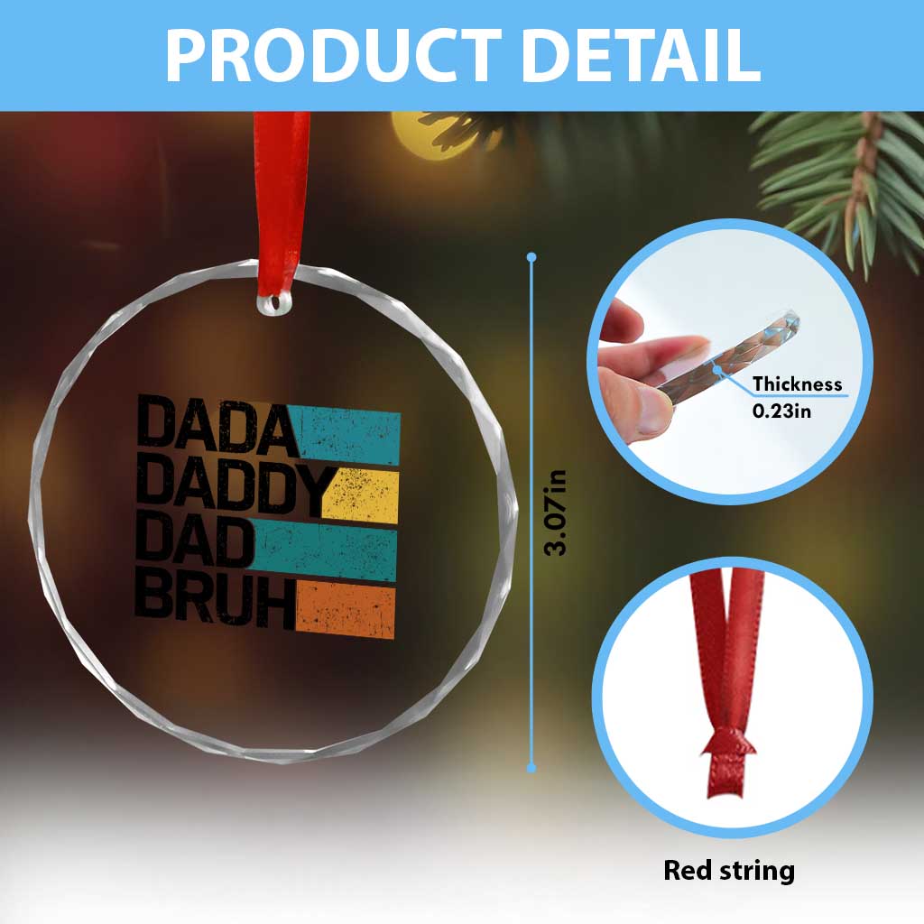 Dada Daddy Dad Bruh Crystal Glass Ornament Funny Fathers Day Bruh - Wonder Print Shop