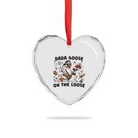 Dada Goose On The Loose Heart Crystal Glass Ornament Funny Fatherhood Humor Gift