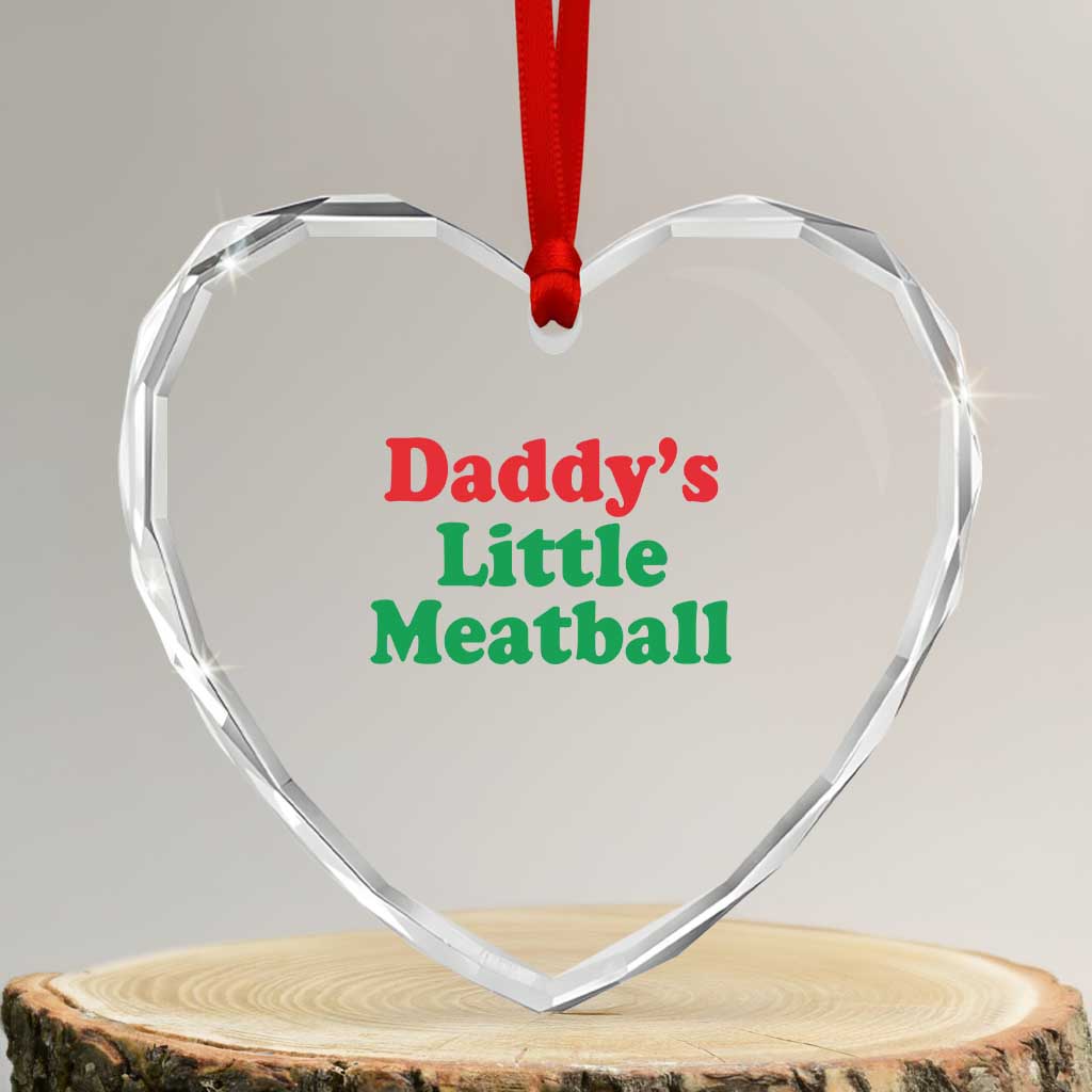 Daddy's Little Meatball Heart Crystal Glass Ornament Funny Italian Family Baby Humor - Wonder Print Shop