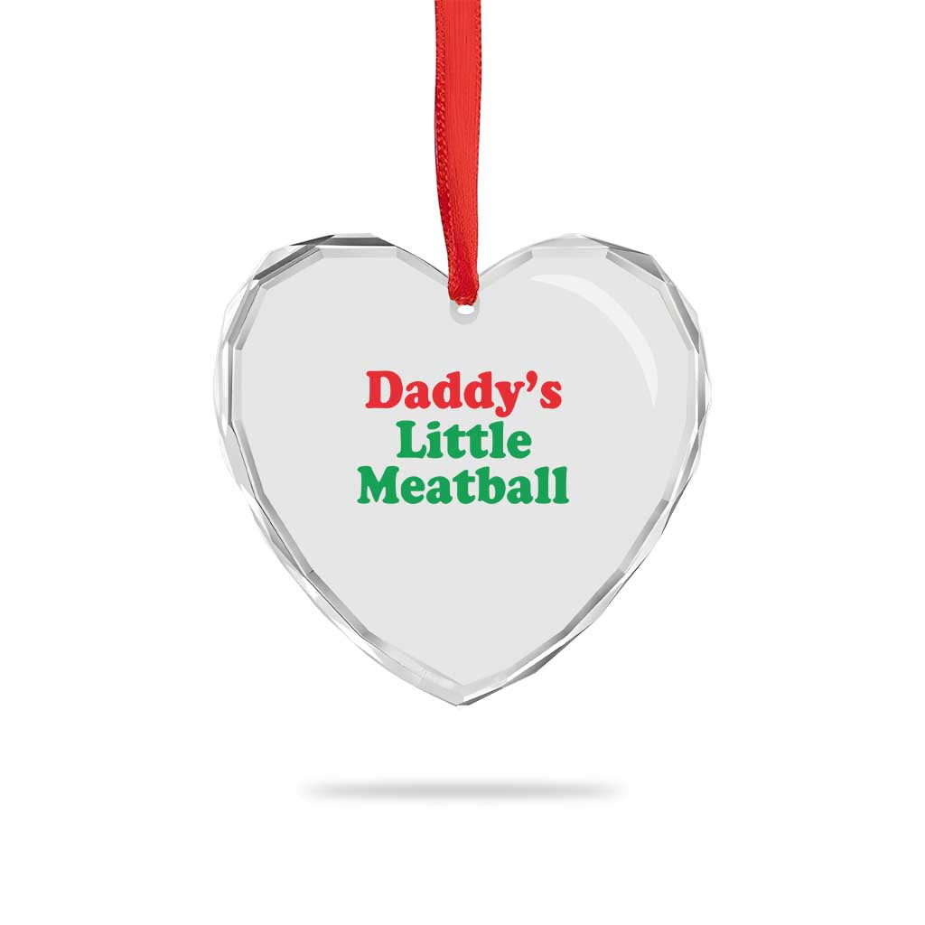 Daddy's Little Meatball Heart Crystal Glass Ornament Funny Italian Family Baby Humor - Wonder Print Shop