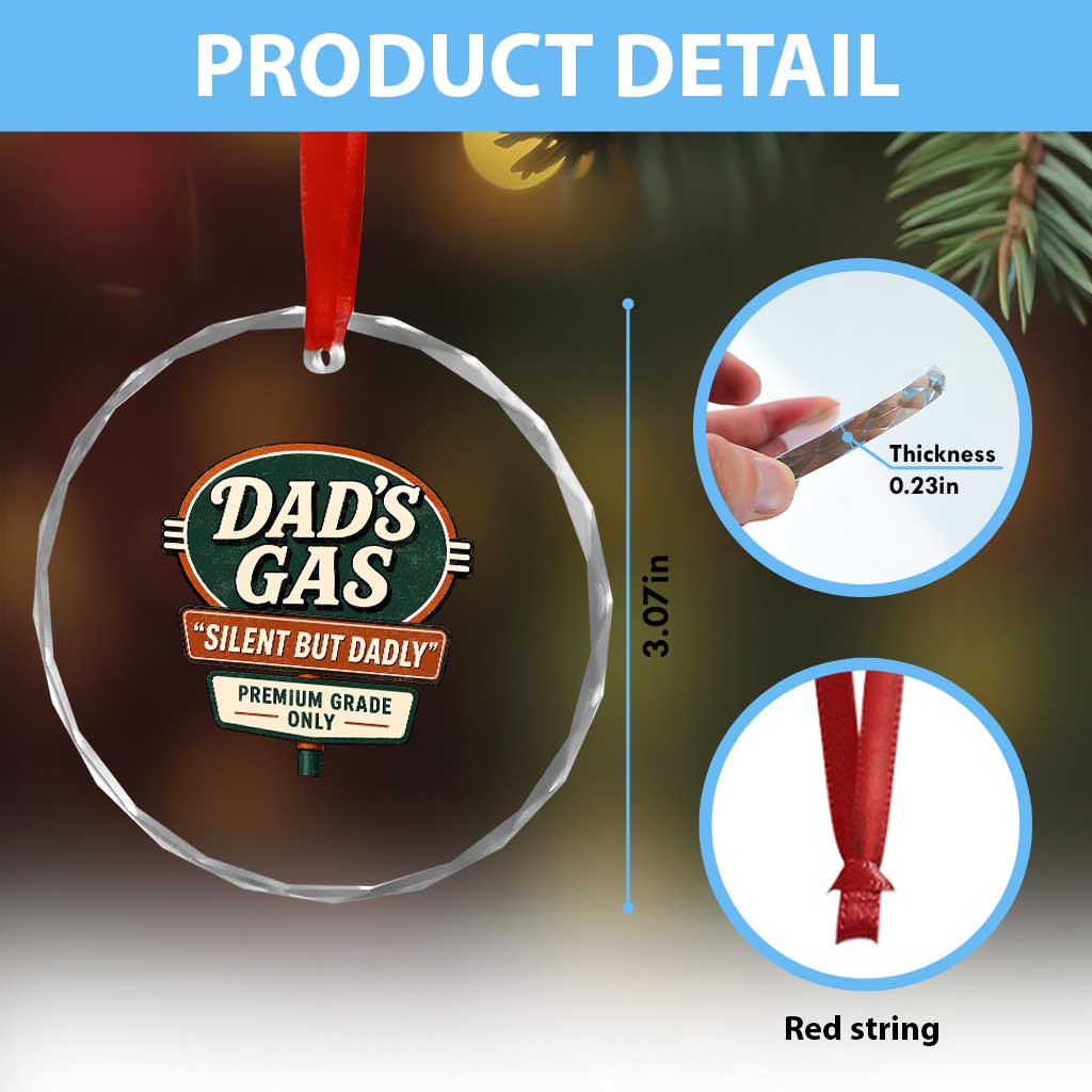 Dads Gas Silent But Dadly Crystal Glass Ornament Funny Fart Dad Farting Father's Day