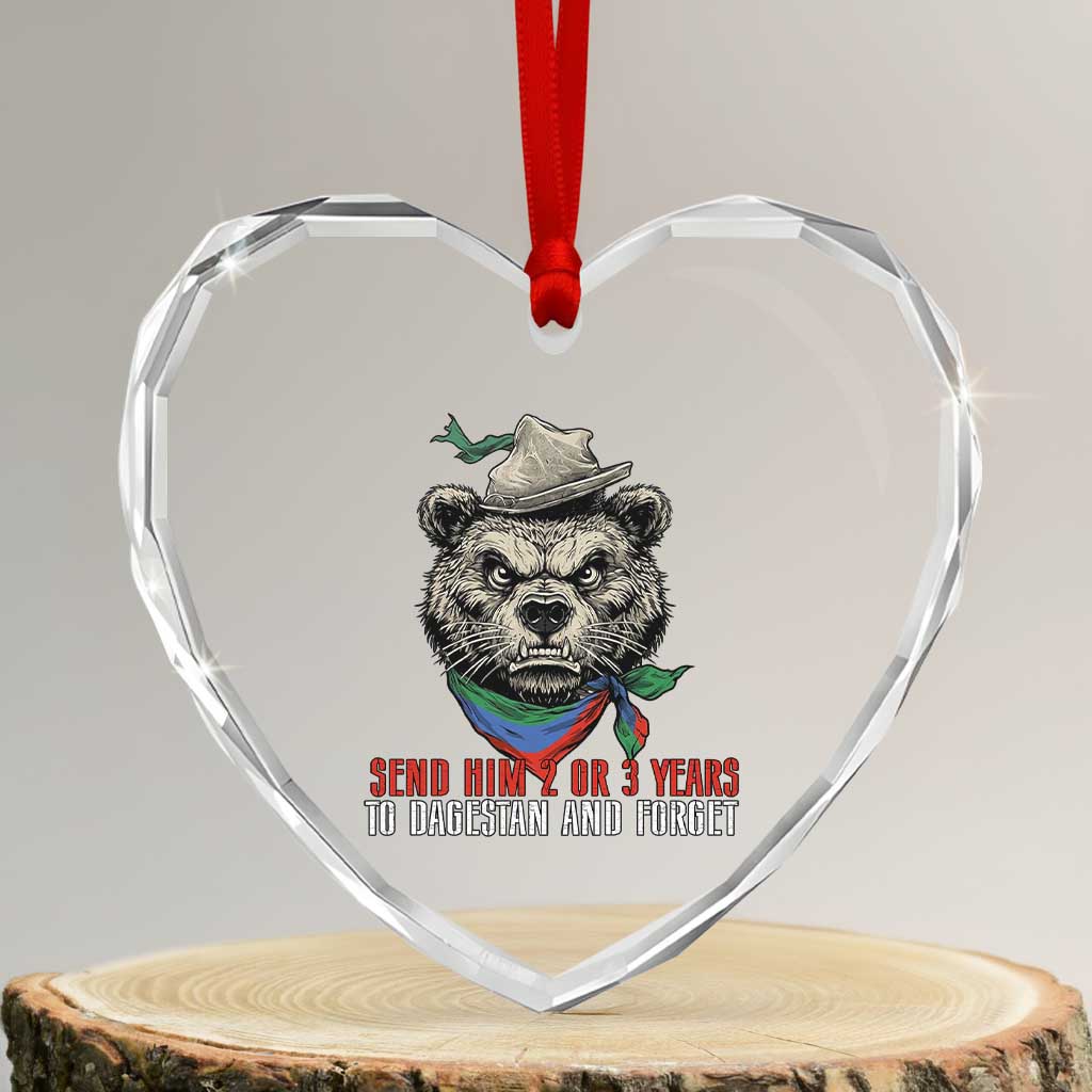 Dagestan Bear MMA Fighter Discipline Heart Crystal Glass Ornament Send Him 2 3 Years and Forget - Wonder Print Shop