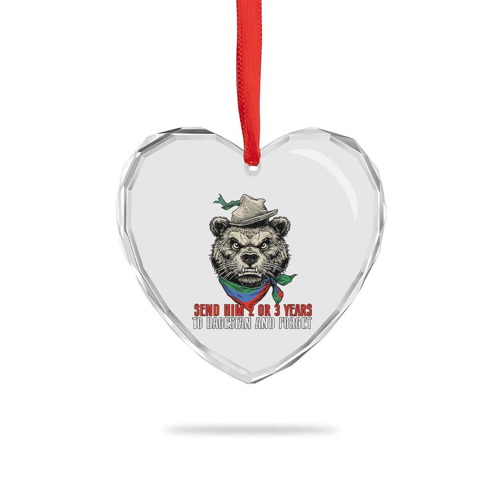 Dagestan Bear MMA Fighter Discipline Heart Crystal Glass Ornament Send Him 2 3 Years and Forget - Wonder Print Shop
