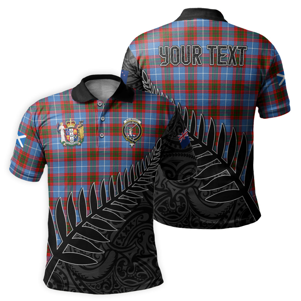 dalmahoy-tartan-family-crest-golf-shirt-with-fern-leaves-and-coat-of-arm-of-new-zealand-personalized-your-name-scottish-tatan-polo-shirt