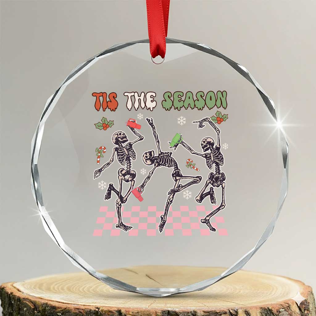 Dancing Skeleton Christmas Crystal Glass Ornament Tis The Season Retro Boujee Xmas Vibe TS02