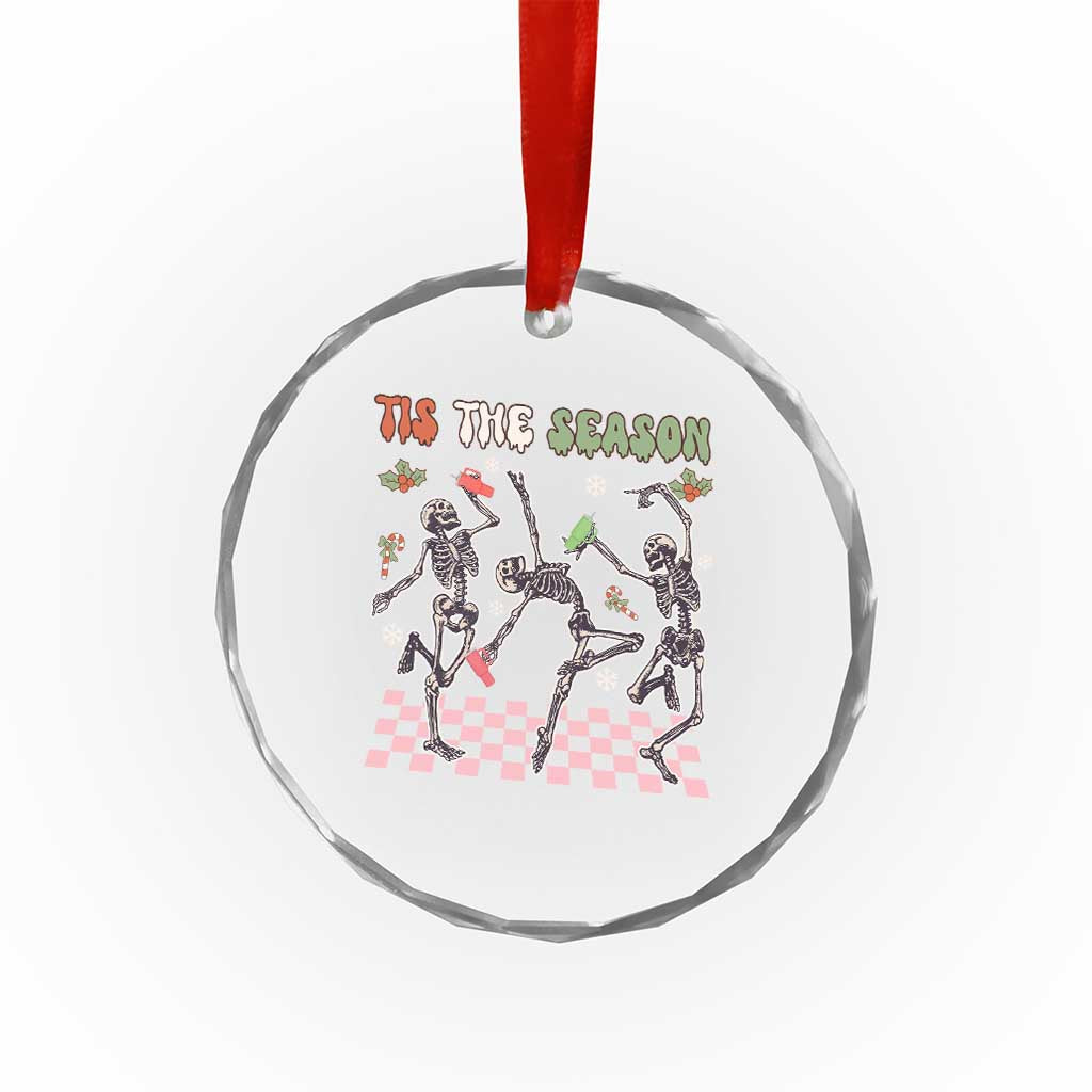 Dancing Skeleton Christmas Crystal Glass Ornament Tis The Season Retro Boujee Xmas Vibe TS02