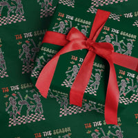 Dancing Skeleton Christmas Wrapping Paper Roll Tis The Season Retro Boujee Xmas Vibe