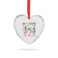 Dancing Skeleton Christmas Heart Crystal Glass Ornament Tis The Season Retro Boujee Xmas Vibe - Wonder Print Shop