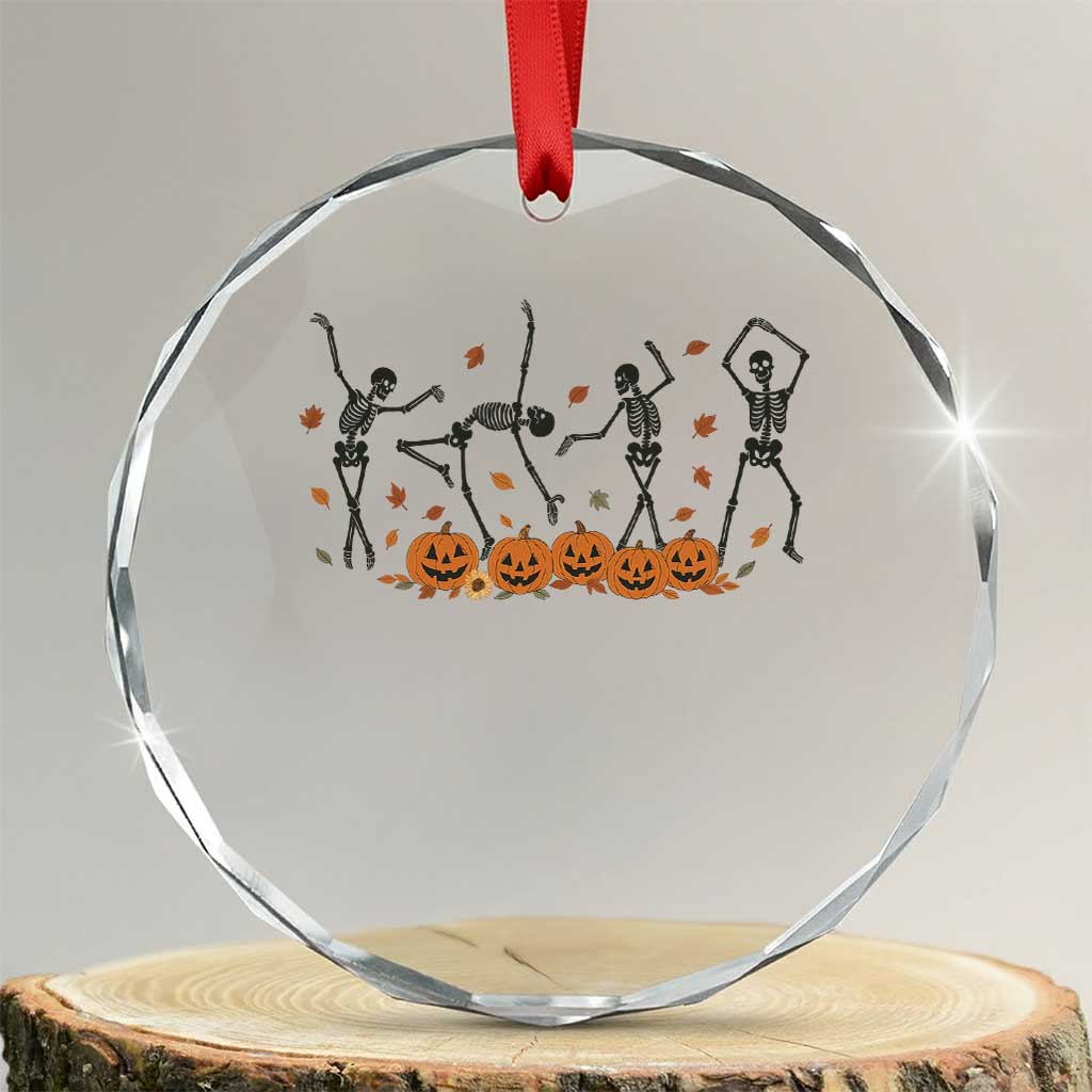 Dancing Skeleton Crystal Glass Ornament Retro Halloween Party Pumpkin Fall Season - Wonder Print Shop