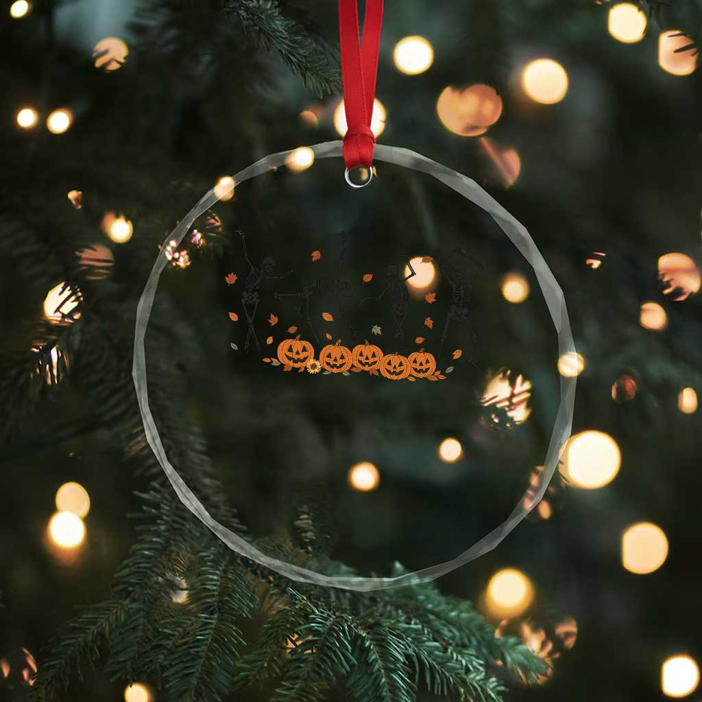 Dancing Skeleton Crystal Glass Ornament Retro Halloween Party Pumpkin Fall Season - Wonder Print Shop