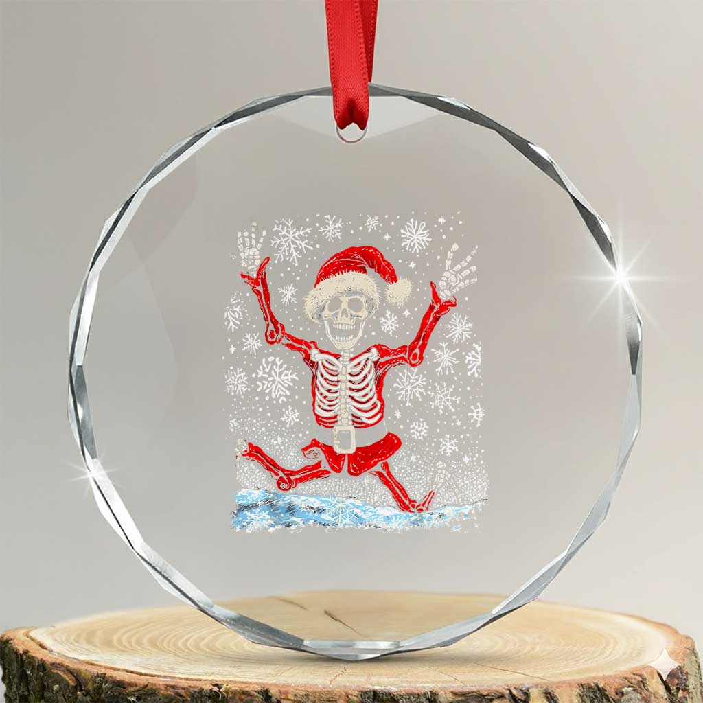 Dancing Skeleton Xmas Crystal Glass Ornament Snowy Xmas Night Santa TS02