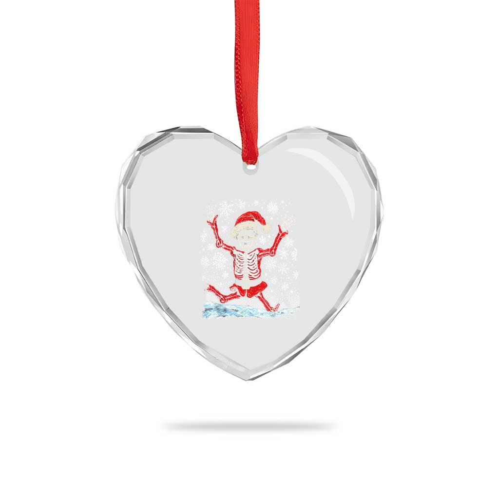Dancing Skeleton Xmas Heart Crystal Glass Ornament Snowy Xmas Night Santa - Wonder Print Shop