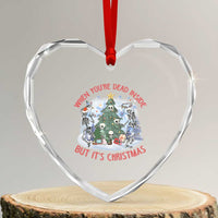 Dancing Skeleton Xmas Heart Crystal Glass Ornament When You're Dead Inside But It's Christmas - Wonder Print Shop