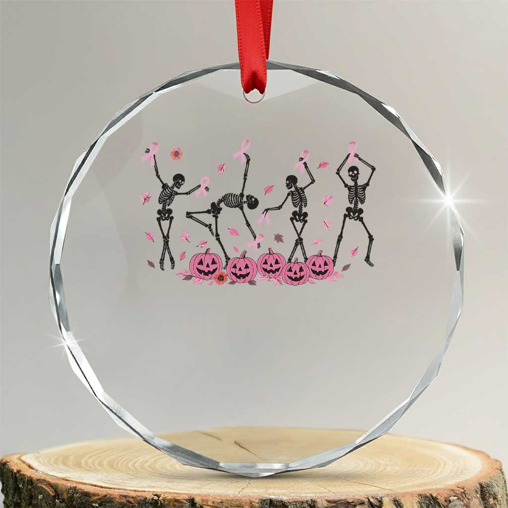 Dancing Skeletons Breast Cancer Crystal Glass Ornament Skeleton Pink Ribbon Halloween - Wonder Print Shop