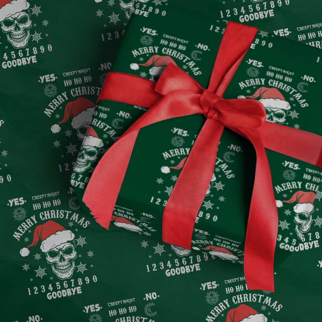 Dark Christmas Spirit Board Wrapping Paper Roll Creepy Merry Xmas Skull and Ouija Horror Holiday - Wonder Print Shop