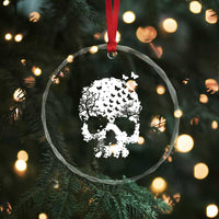 Dark Gothic Graphic Skull Floral Butterfly Crystal Glass Ornament