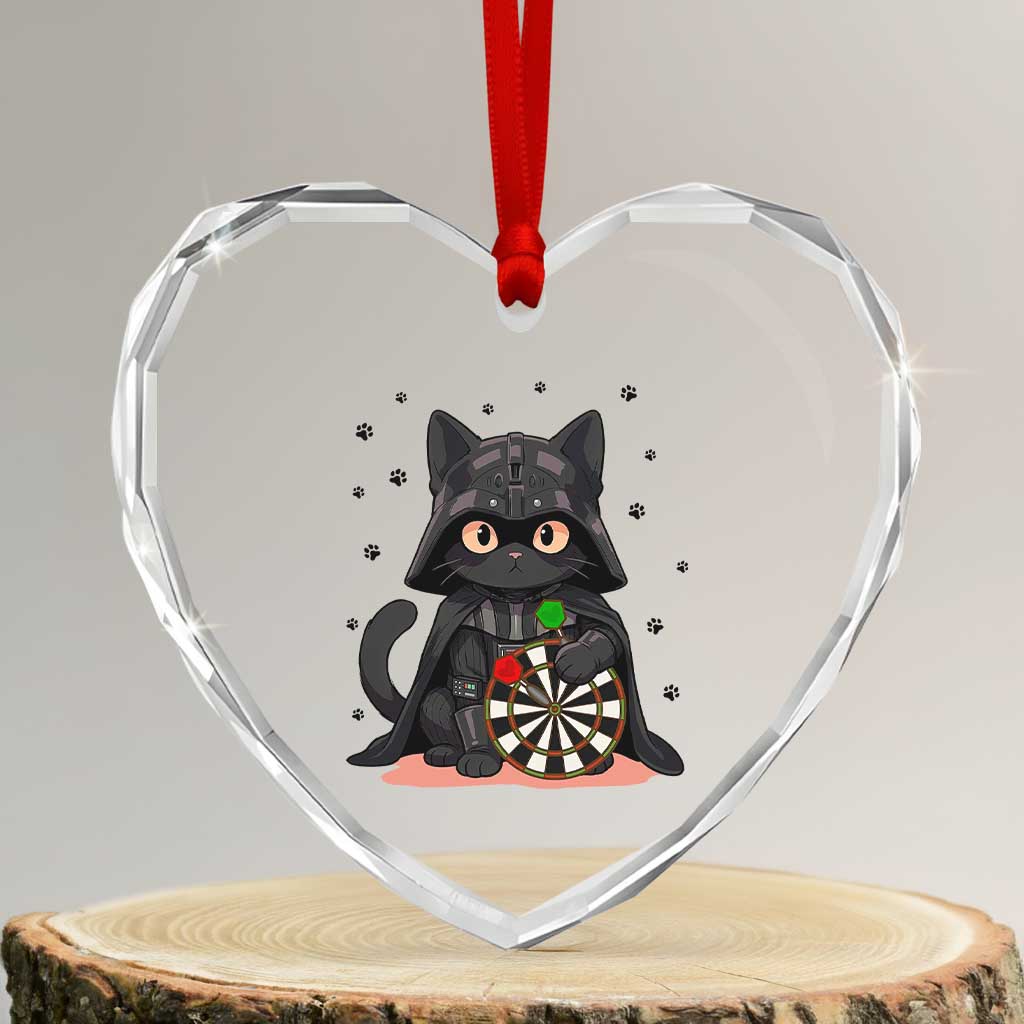 Dark Lord Cat Dartist Gift Heart Crystal Glass Ornament Funny Sci Fi Dart Thrower Gift - Wonder Print Shop