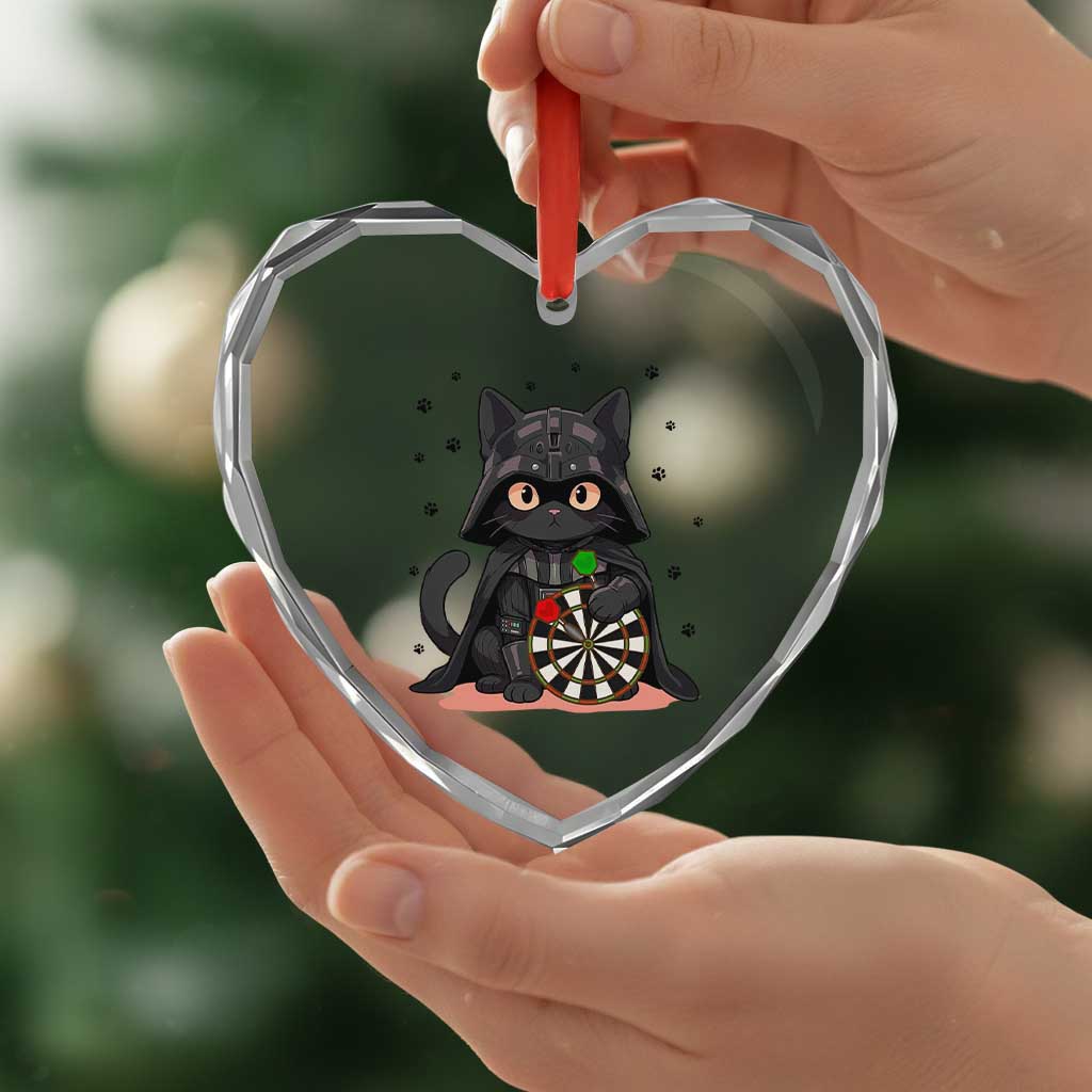 Dark Lord Cat Dartist Gift Heart Crystal Glass Ornament Funny Sci Fi Dart Thrower Gift - Wonder Print Shop