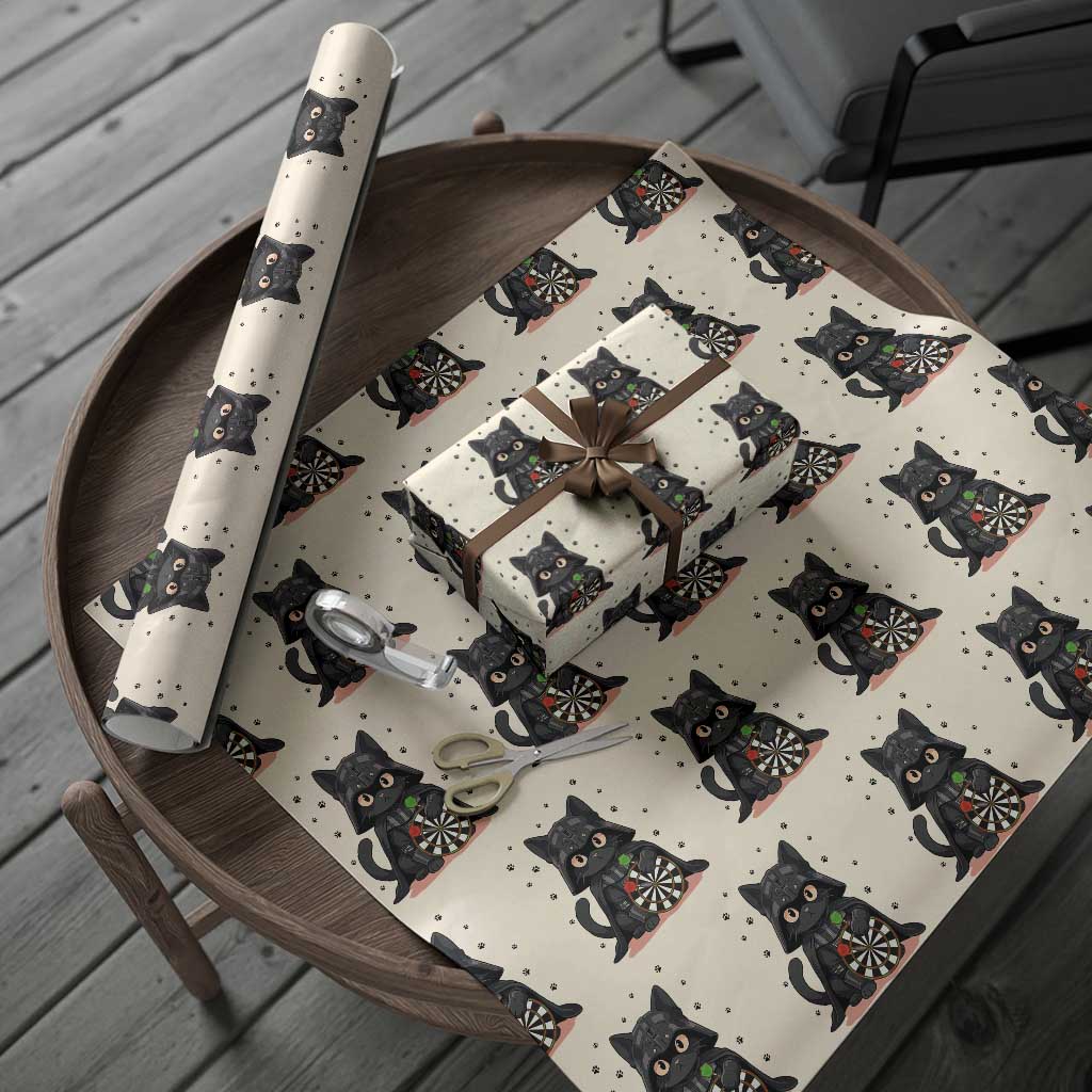 Dark Lord Cat Dartist Gift Wrapping Paper Roll Funny Sci Fi Dart Thrower Gift - Wonder Print Shop