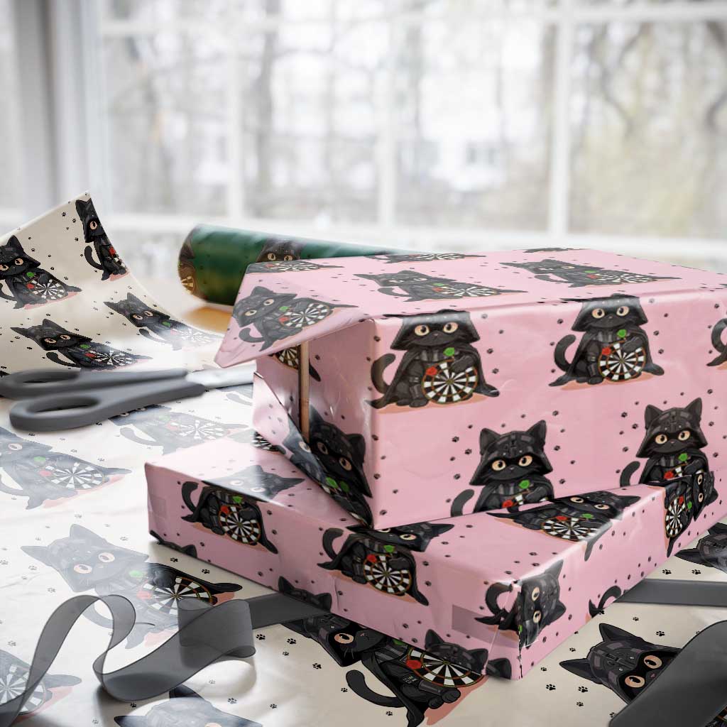 Dark Lord Cat Dartist Gift Wrapping Paper Roll Funny Sci Fi Dart Thrower Gift - Wonder Print Shop