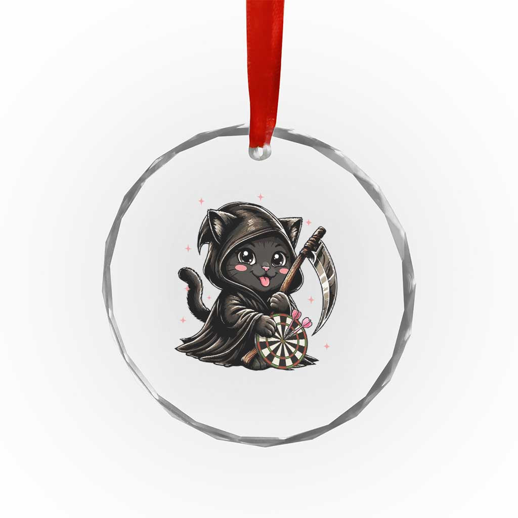 Dark Reaper Cat Throwing Darts Crystal Glass Ornament Funny Pub Game Gift - Wonder Print Shop