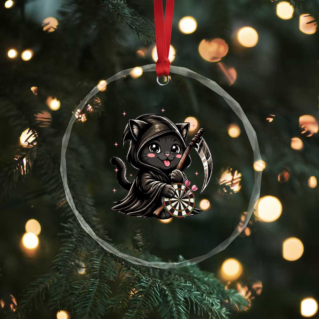 Dark Reaper Cat Throwing Darts Crystal Glass Ornament Funny Pub Game Gift - Wonder Print Shop